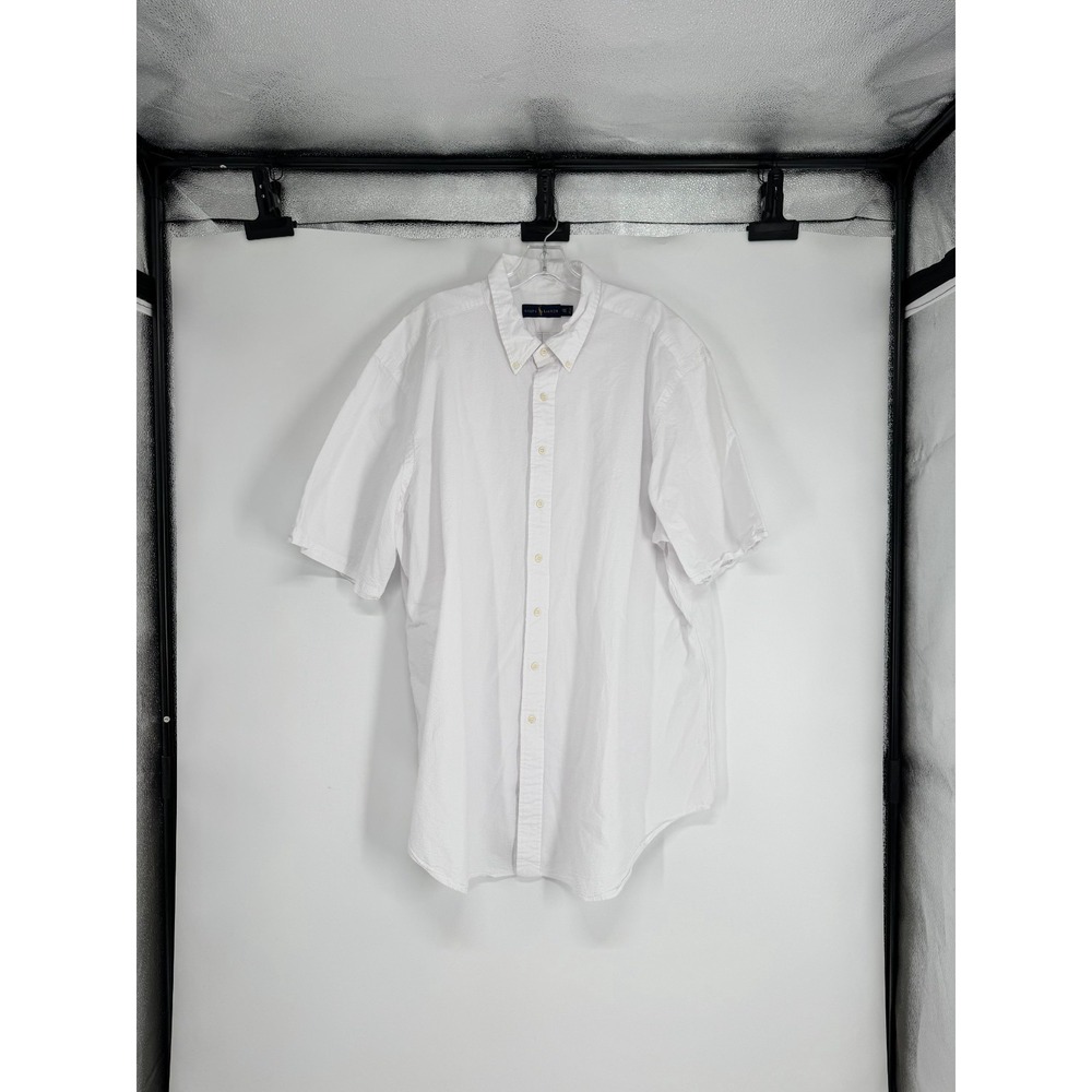 Polo Ralph Lauren 3XLT 3XL Tall Textured White Button Down Short Sleeve Solid
